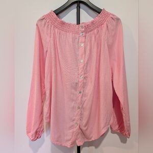 Bloomfield Nordstrom Pink Gingham Off-the-Shoulder Blouse - Size M